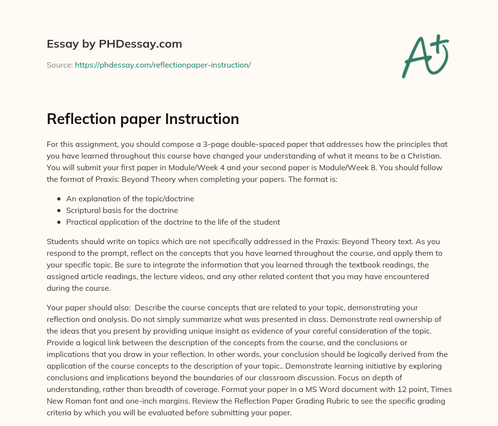 Reflection paper Instruction