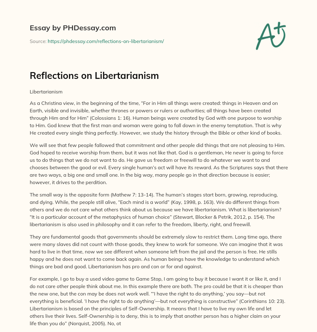Reflections on Libertarianism essay