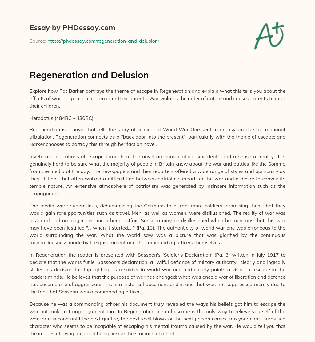 Regeneration and Delusion essay