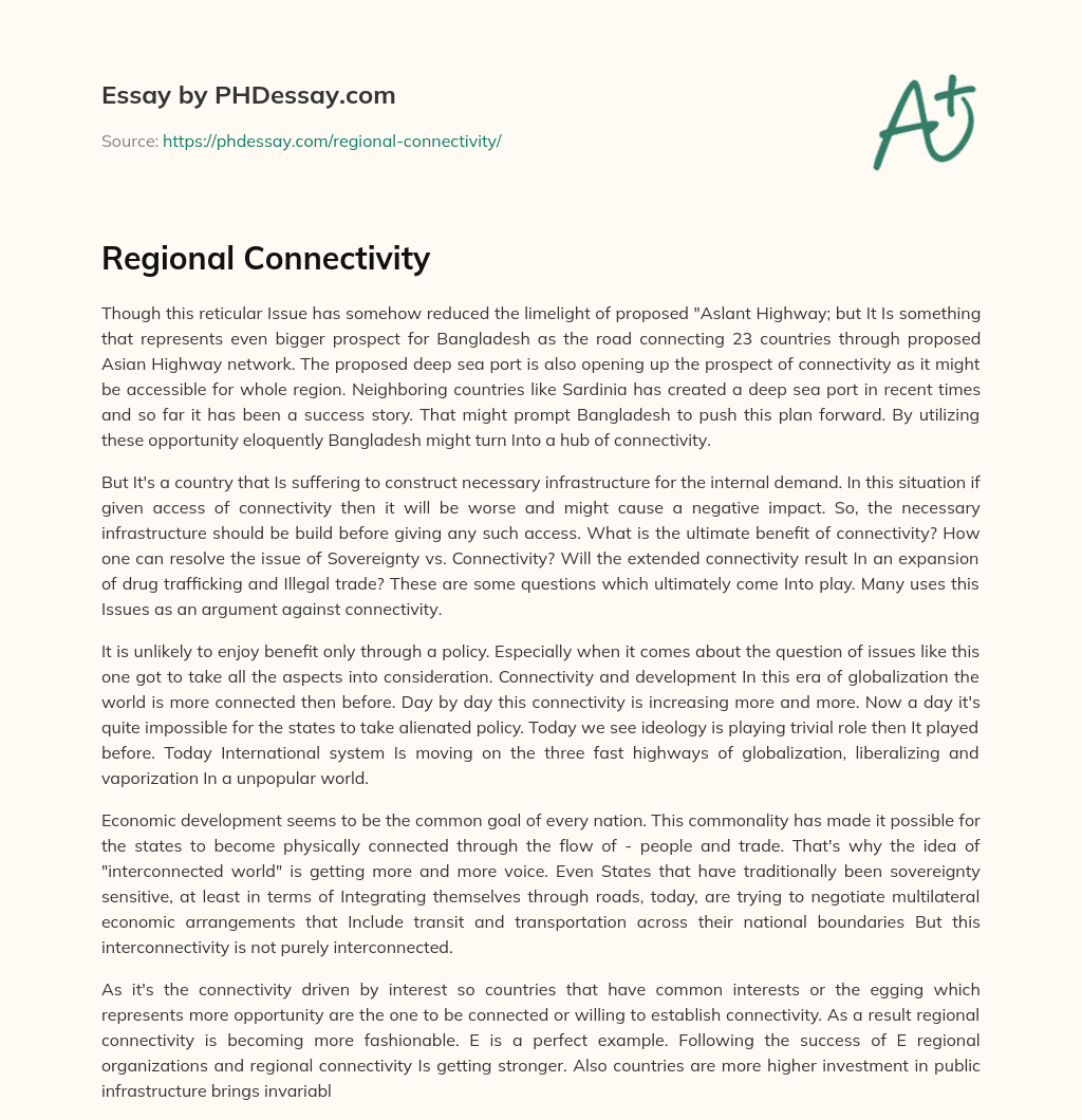 Regional Connectivity essay
