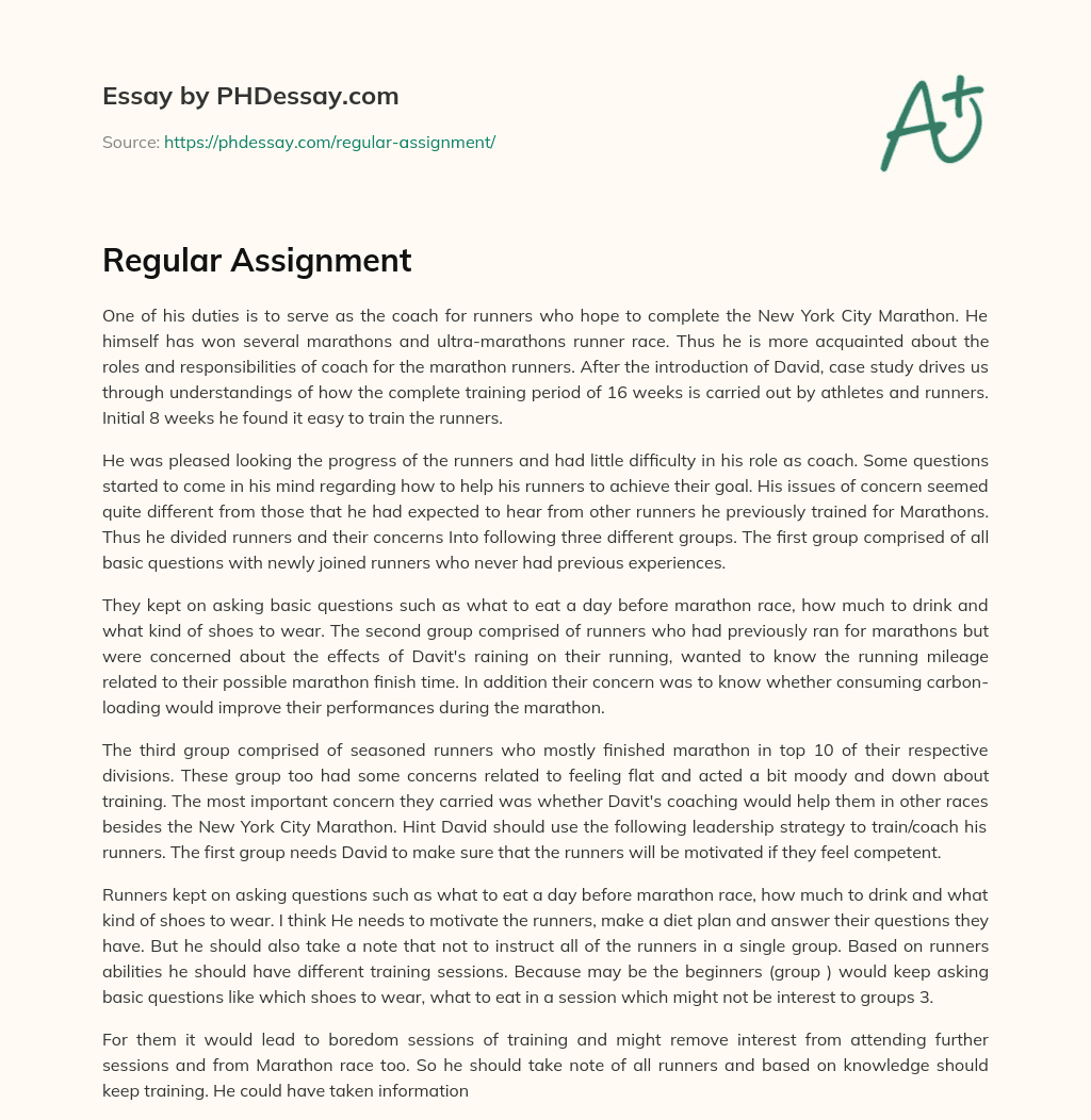 Regular Assignment essay