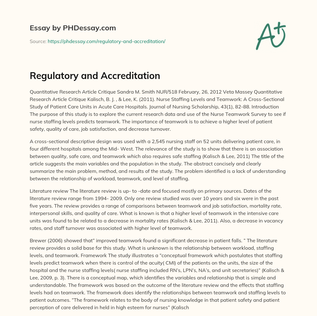 Regulatory and Accreditation essay