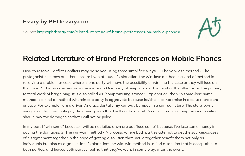 Related Literature of Brand Preferences on Mobile Phones essay