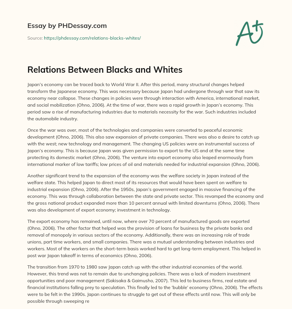Relations Between Blacks and Whites essay