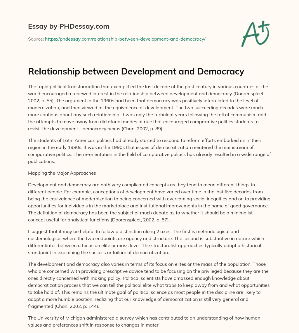 Relationship Between Development And Democracy