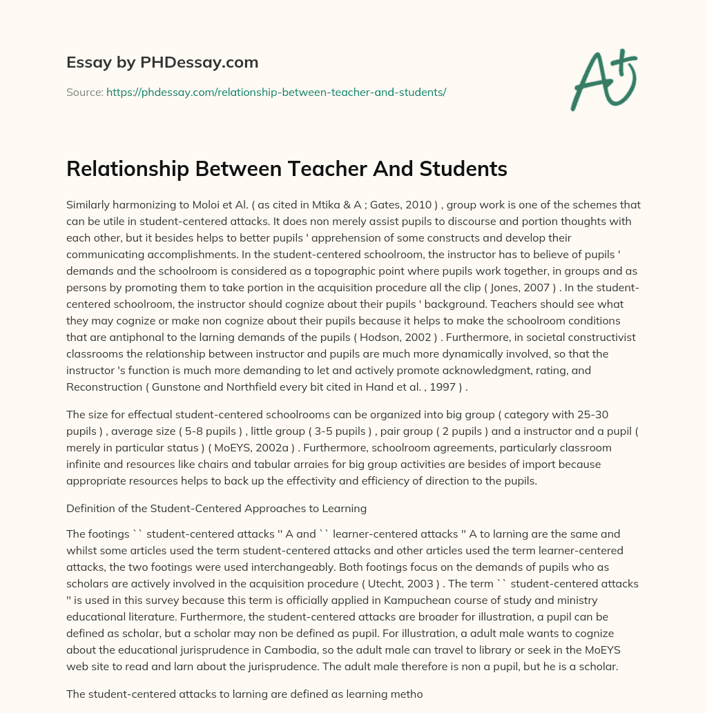 Relationship Between Teacher And Students essay