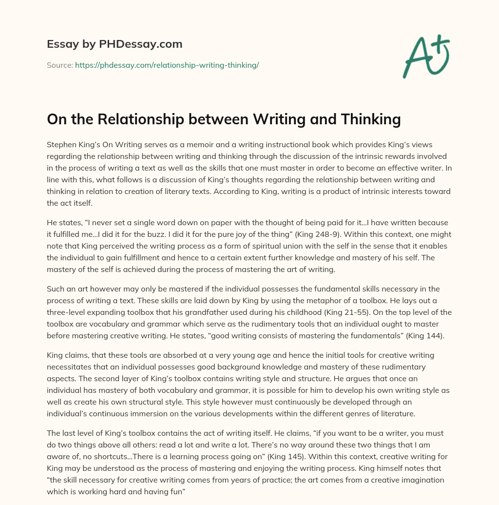 On the Relationship between Writing and Thinking essay