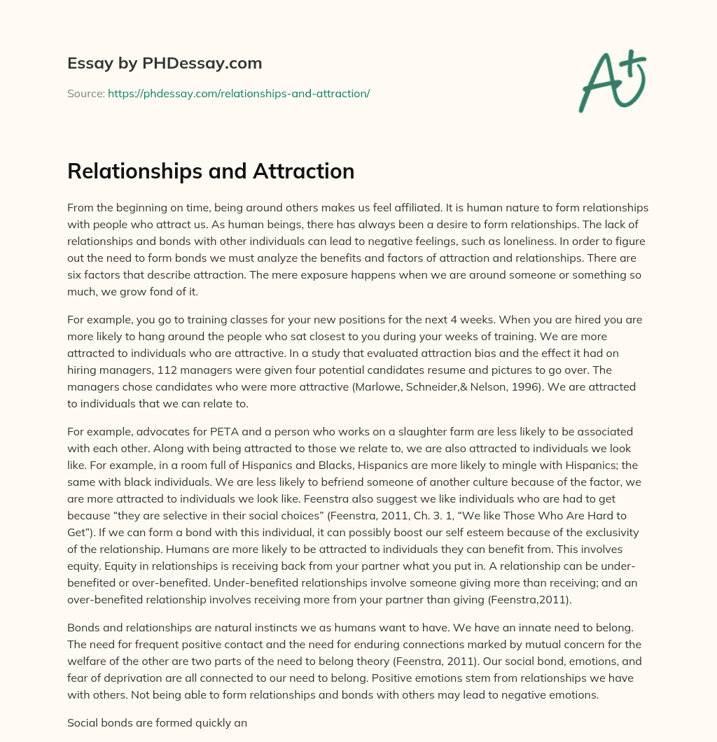 Relationships and Attraction essay