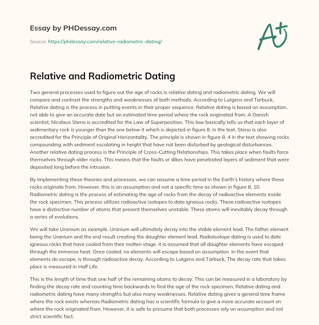 Relative and Radiometric Dating essay