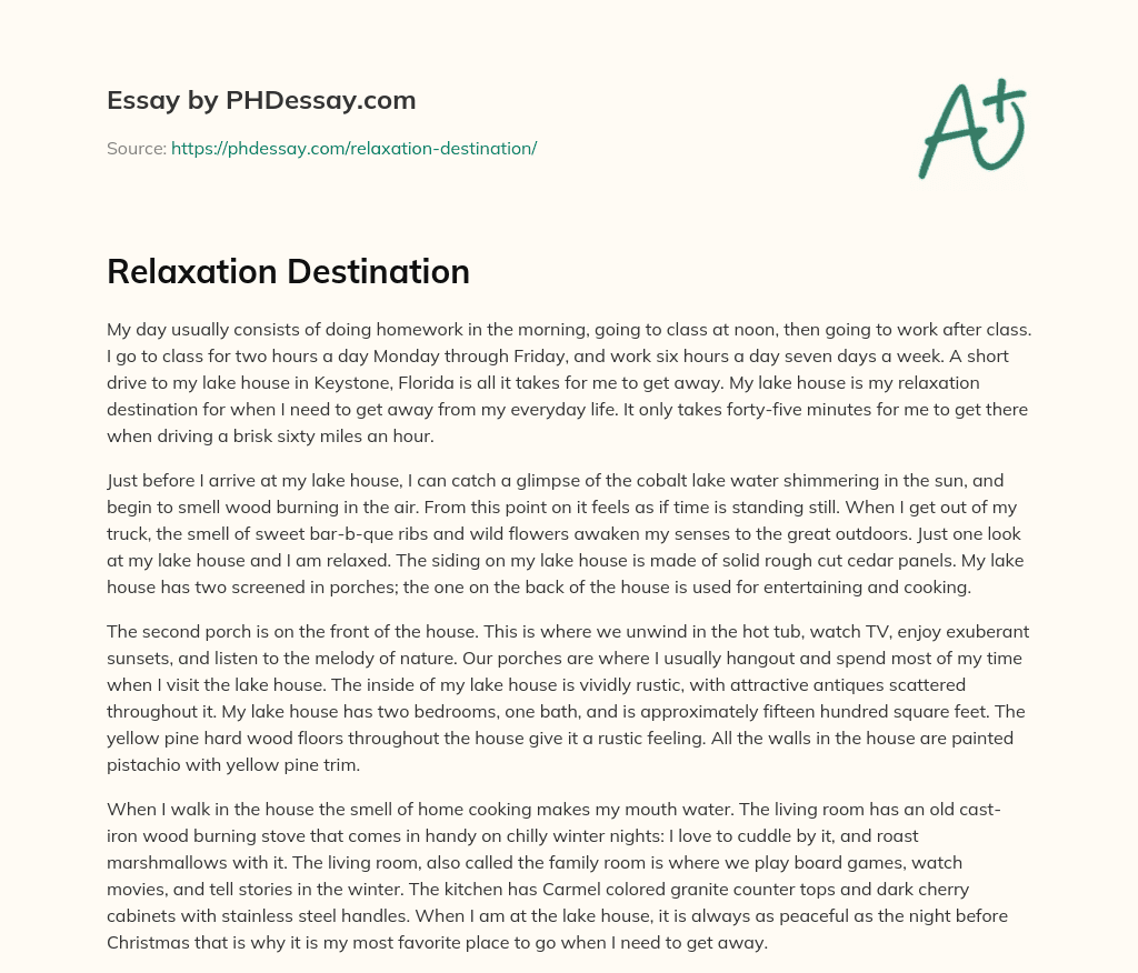 Relaxation Destination essay