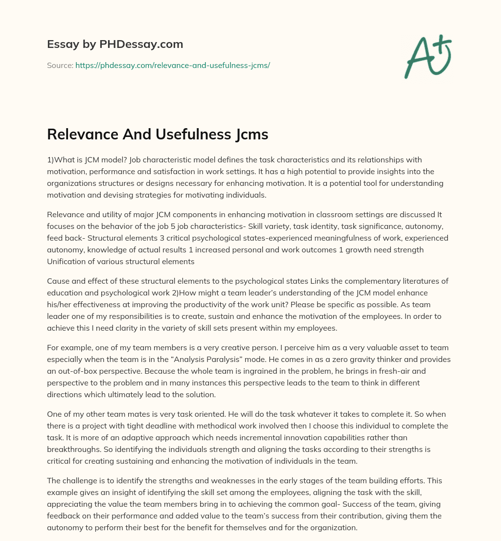 Relevance And Usefulness Jcms essay