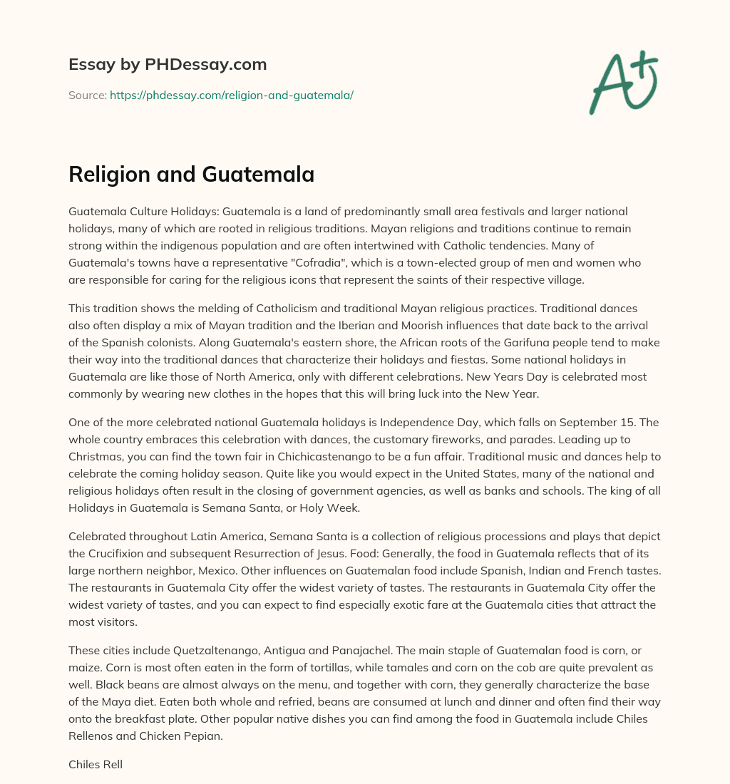 Religion and Guatemala essay