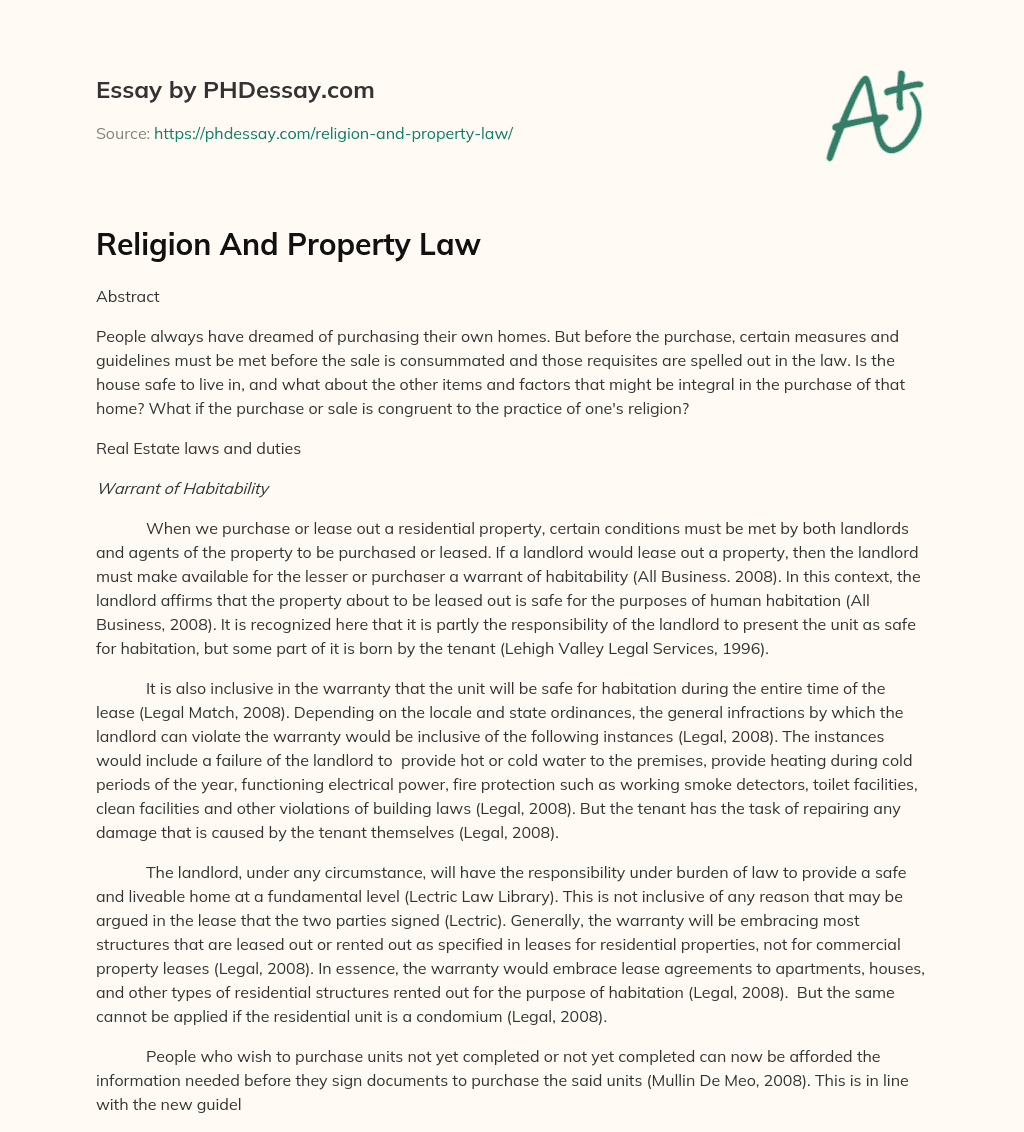 Religion And Property Law