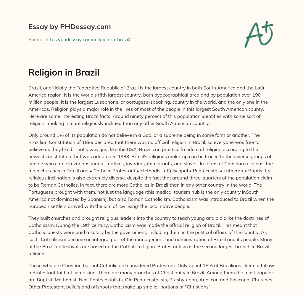 Religion in Brazil essay
