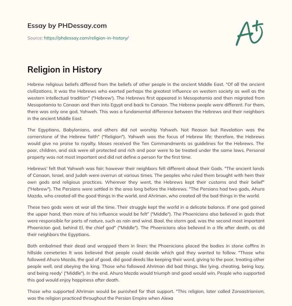 Religion in History essay