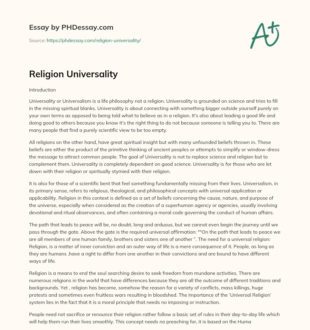 universality of religion essay