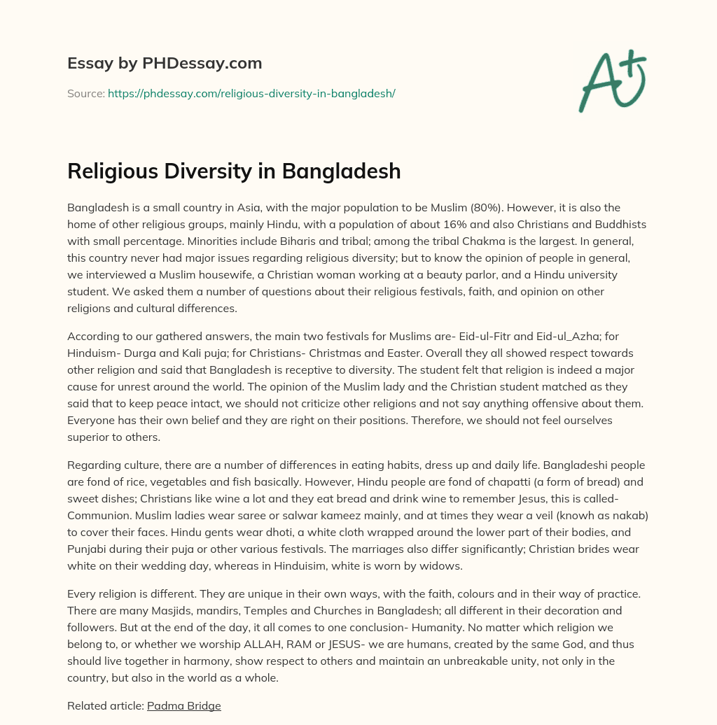 Religious Diversity in Bangladesh essay