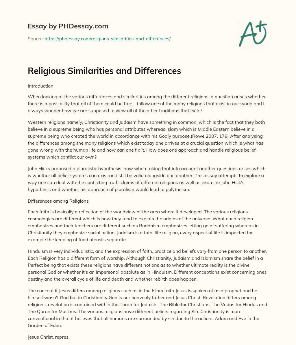 Religious Similarities and Differences essay