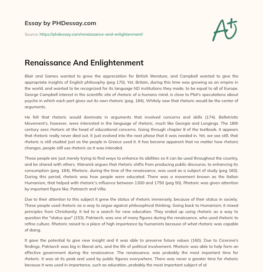 Renaissance And Enlightenment essay