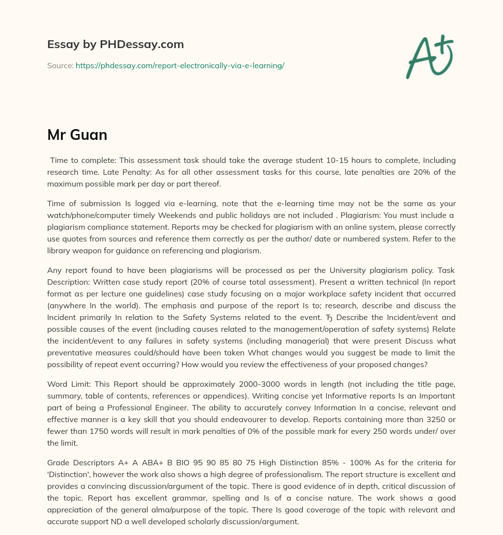 Mr Guan essay