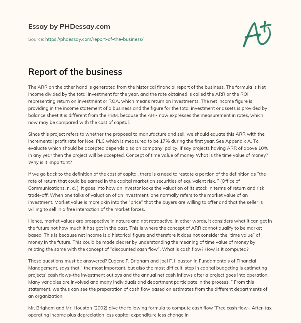 Report of the business essay