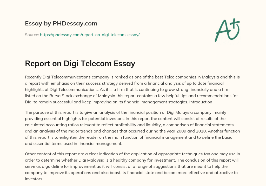 Report on Digi Telecom Essay essay