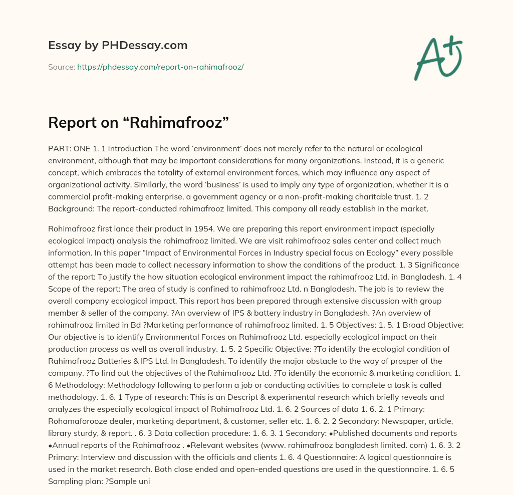 Report on “Rahimafrooz” essay