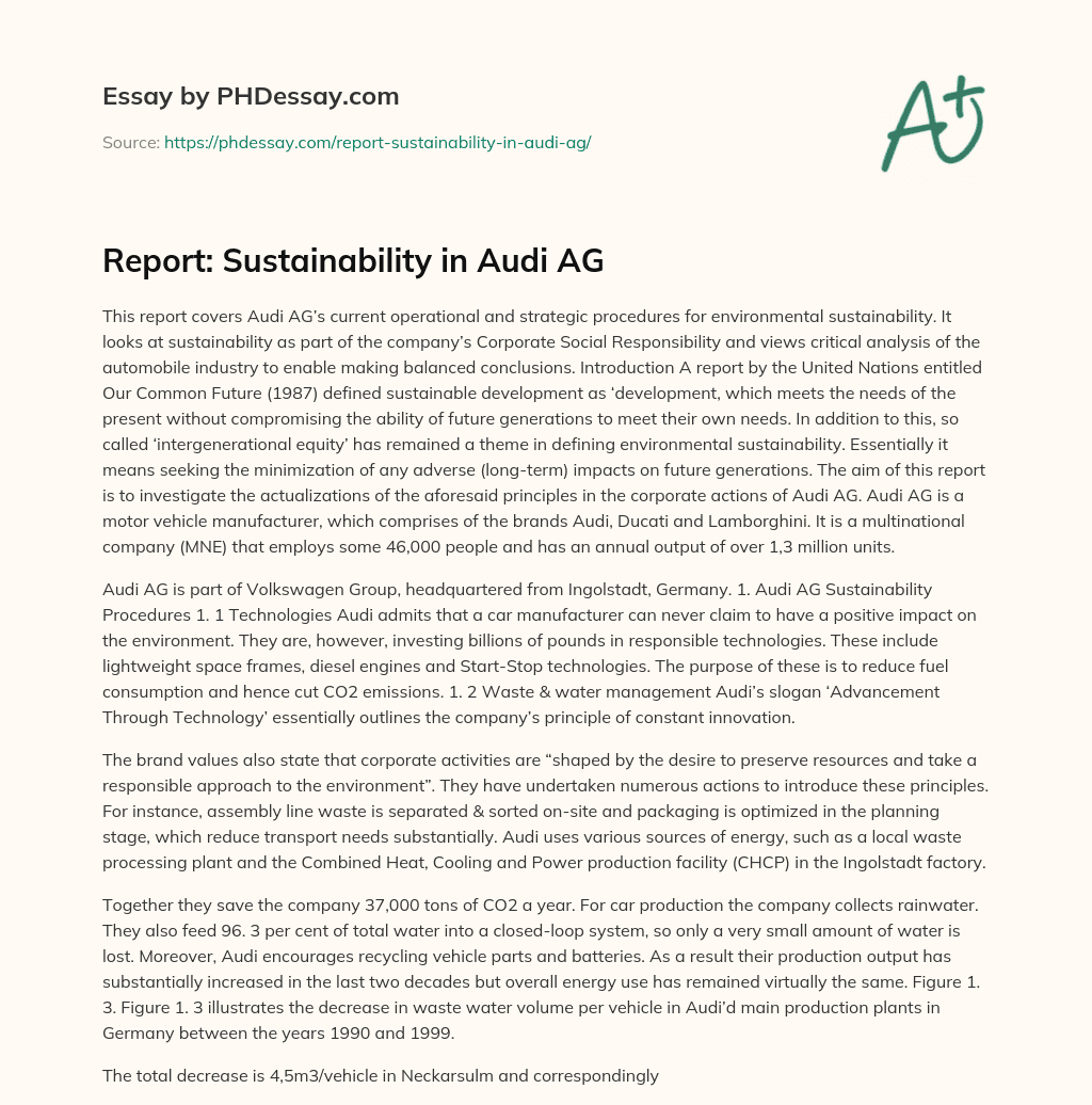 Report: Sustainability in Audi AG essay