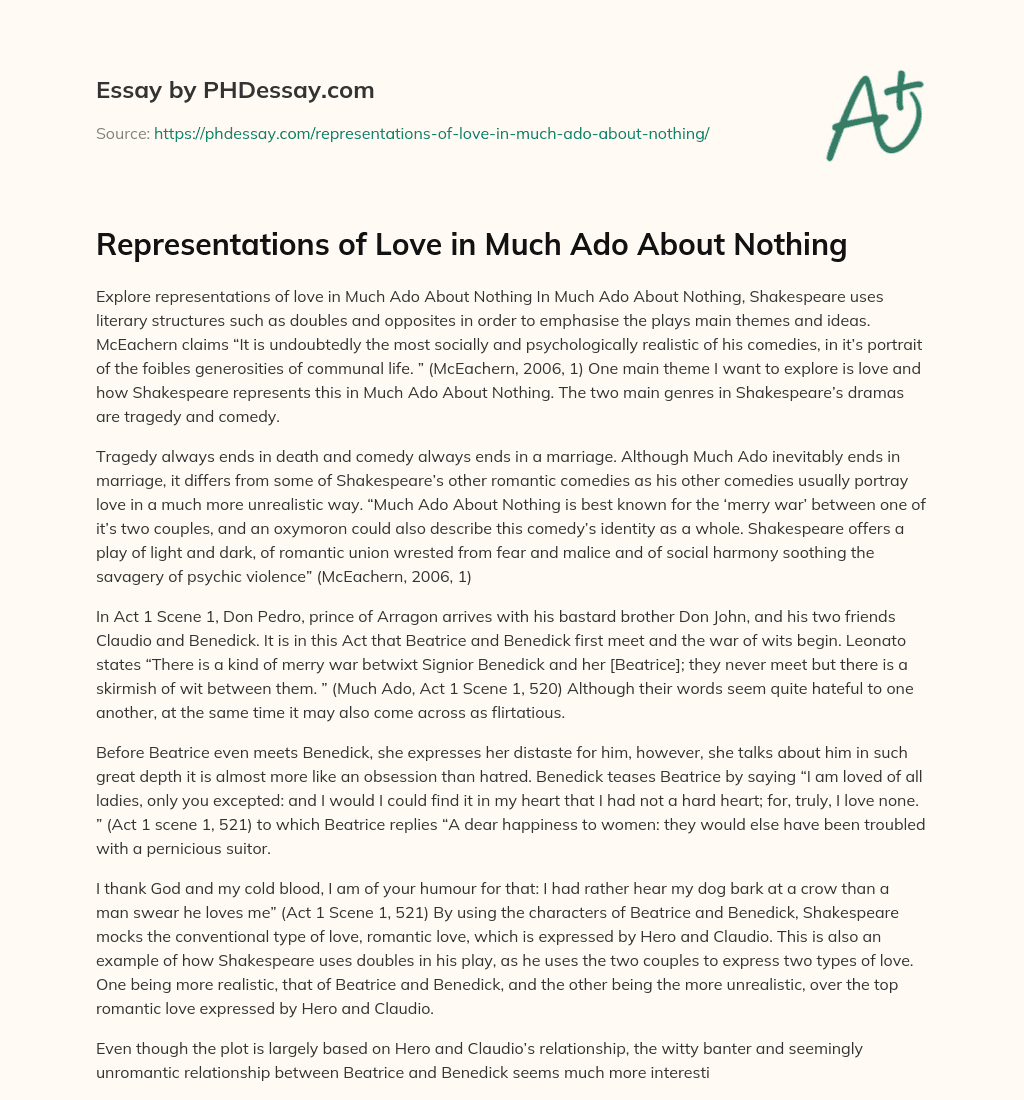 Representations of Love in Much Ado About Nothing essay
