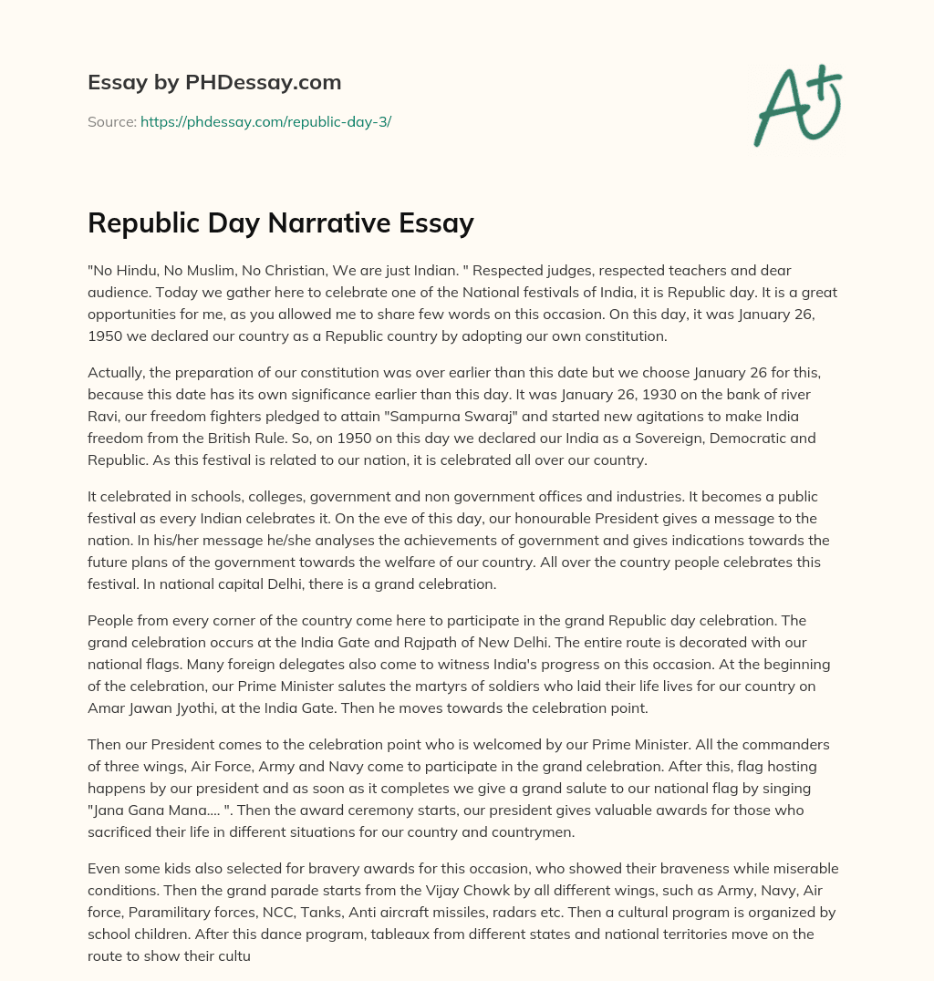 Republic Day Narrative Essay essay