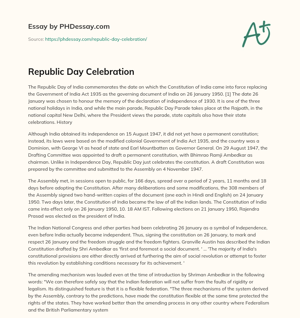 Republic Day Celebration essay