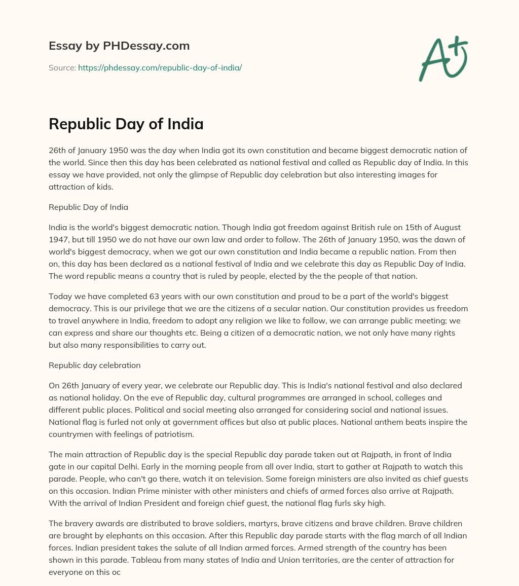 Republic Day of India essay