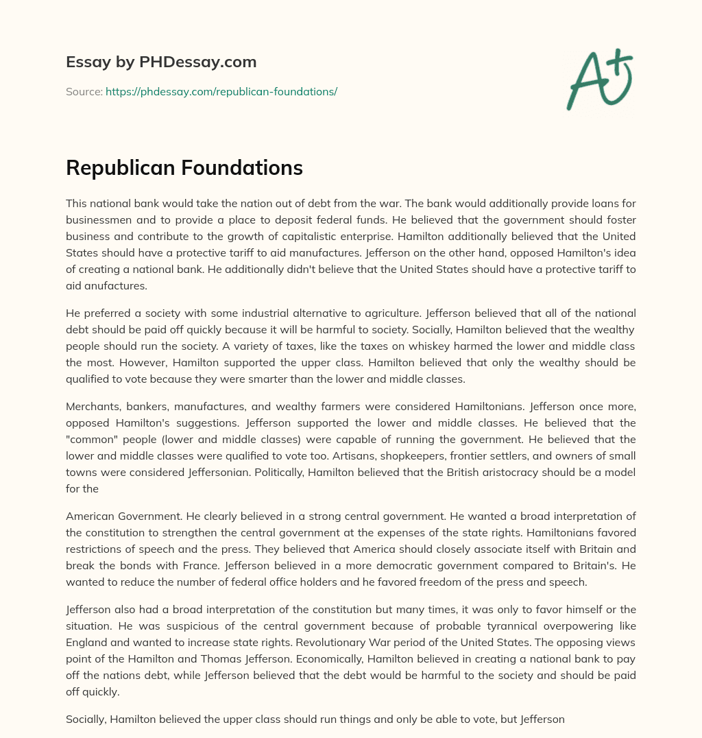 Republican Foundations essay