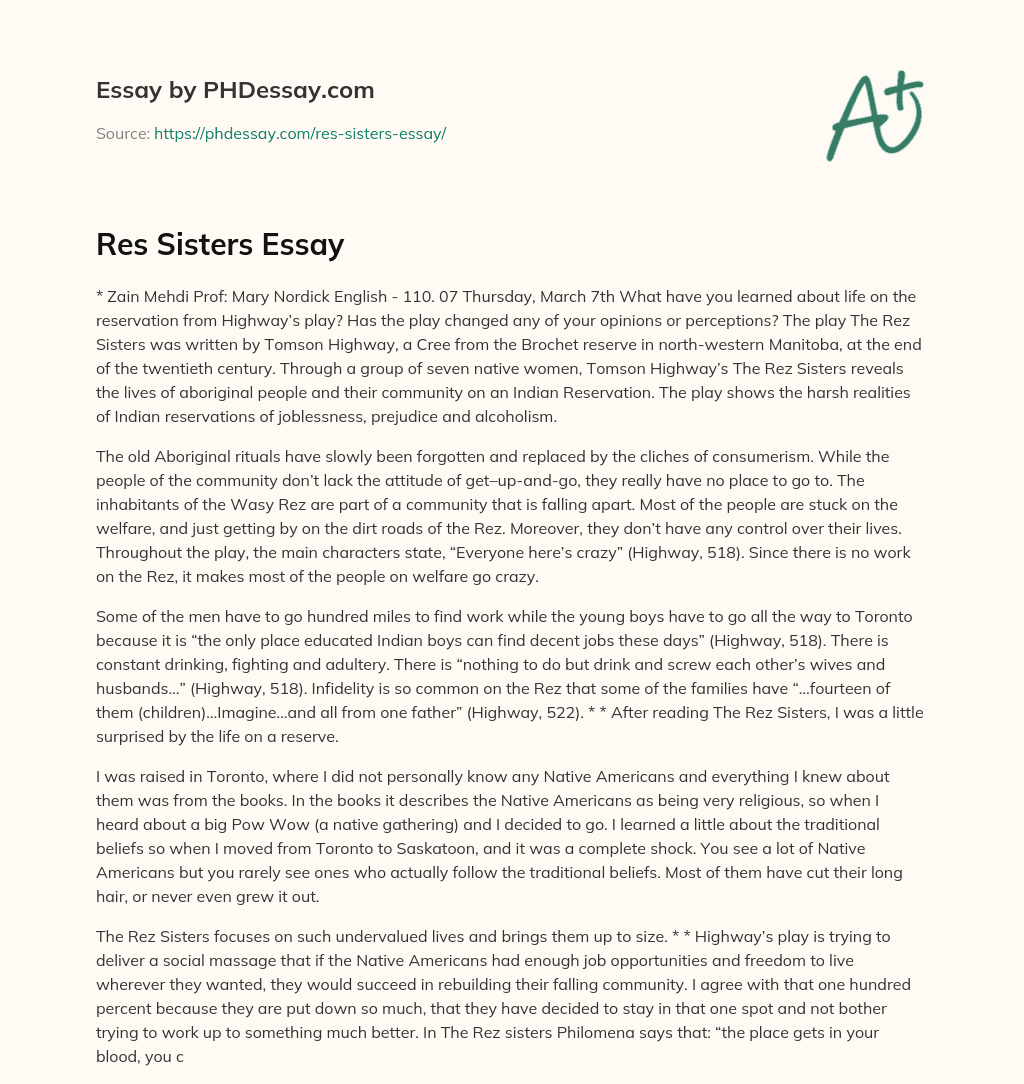 Res Sisters Essay essay