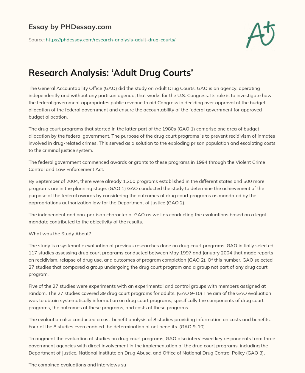 research update on adult drug courts
