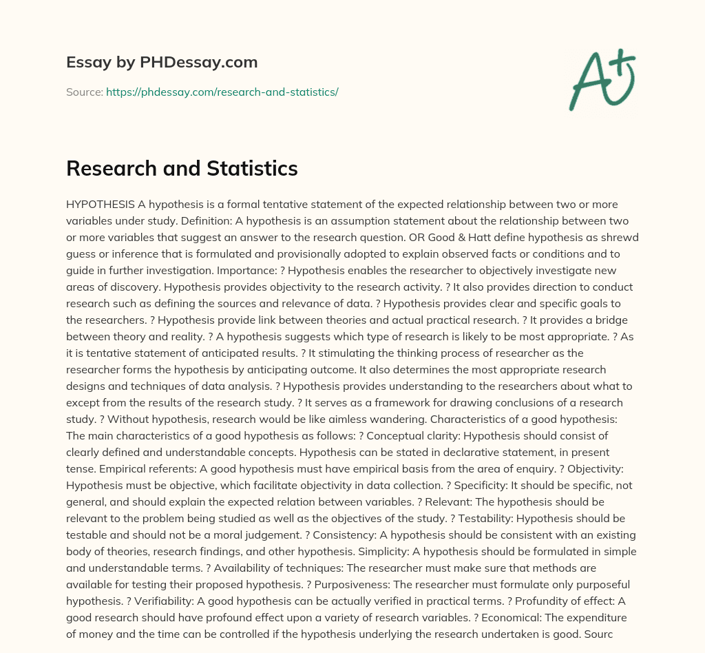 Research and Statistics essay