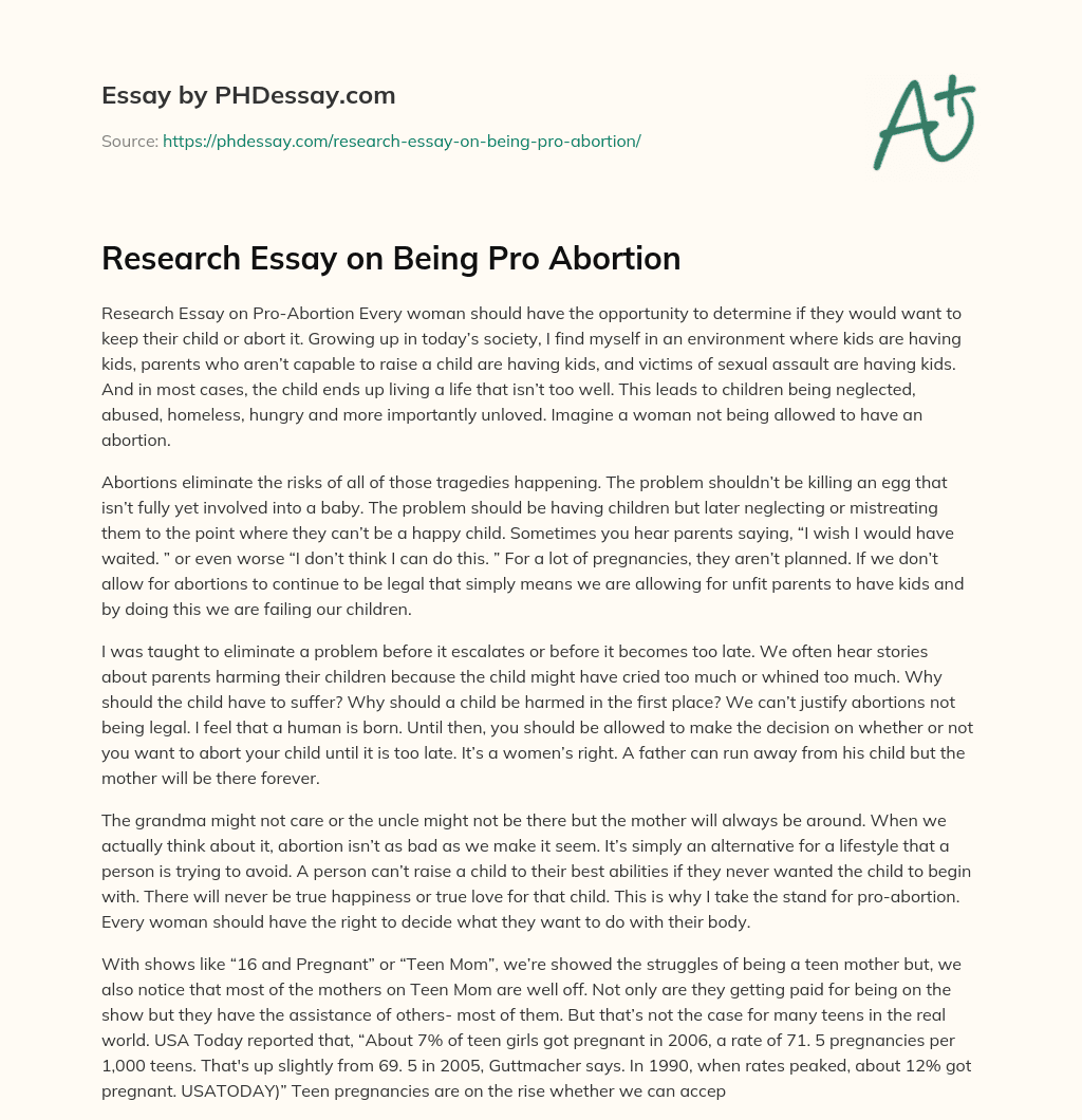 Research Essay on Being Pro Abortion essay