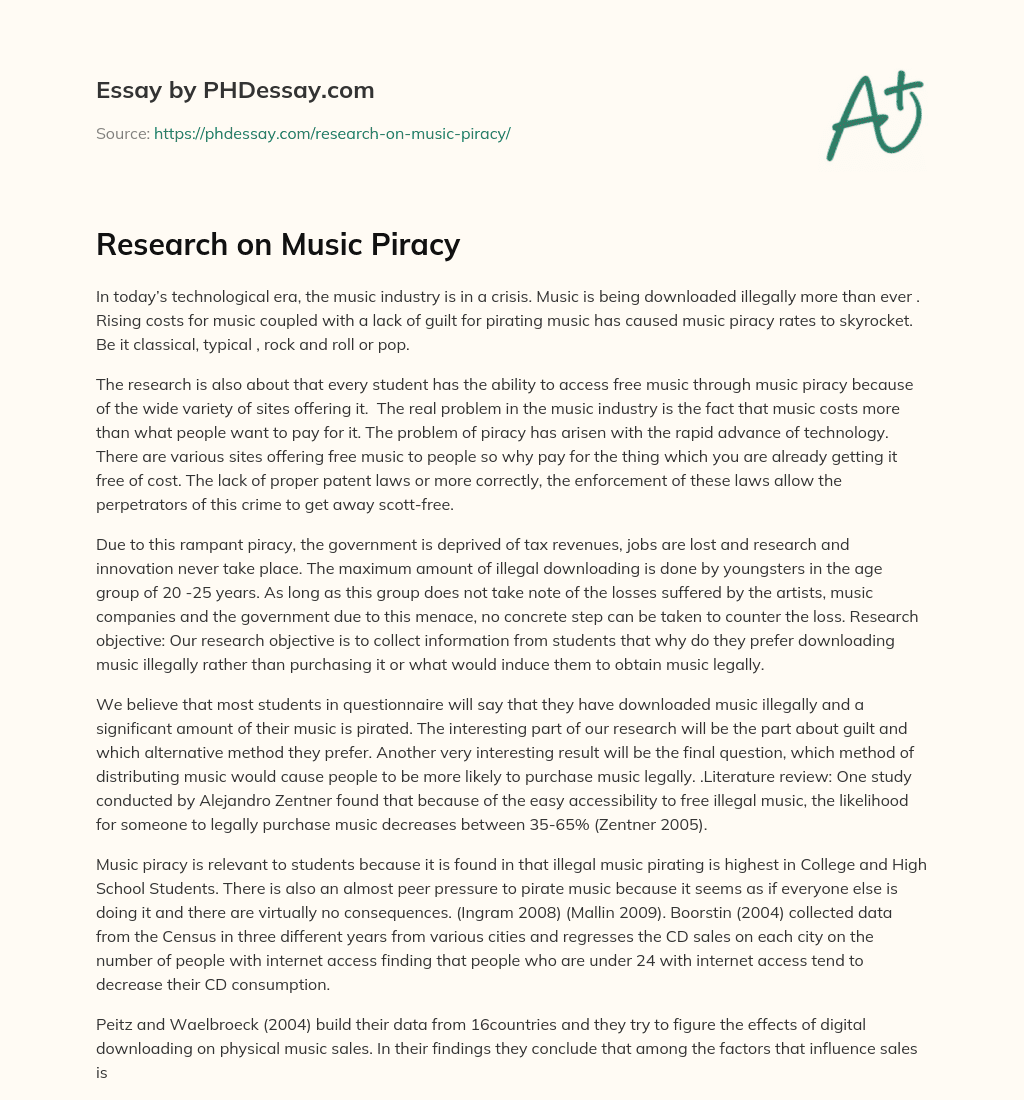 Research on Music Piracy essay