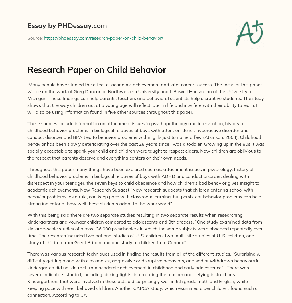 research paper on child behavior