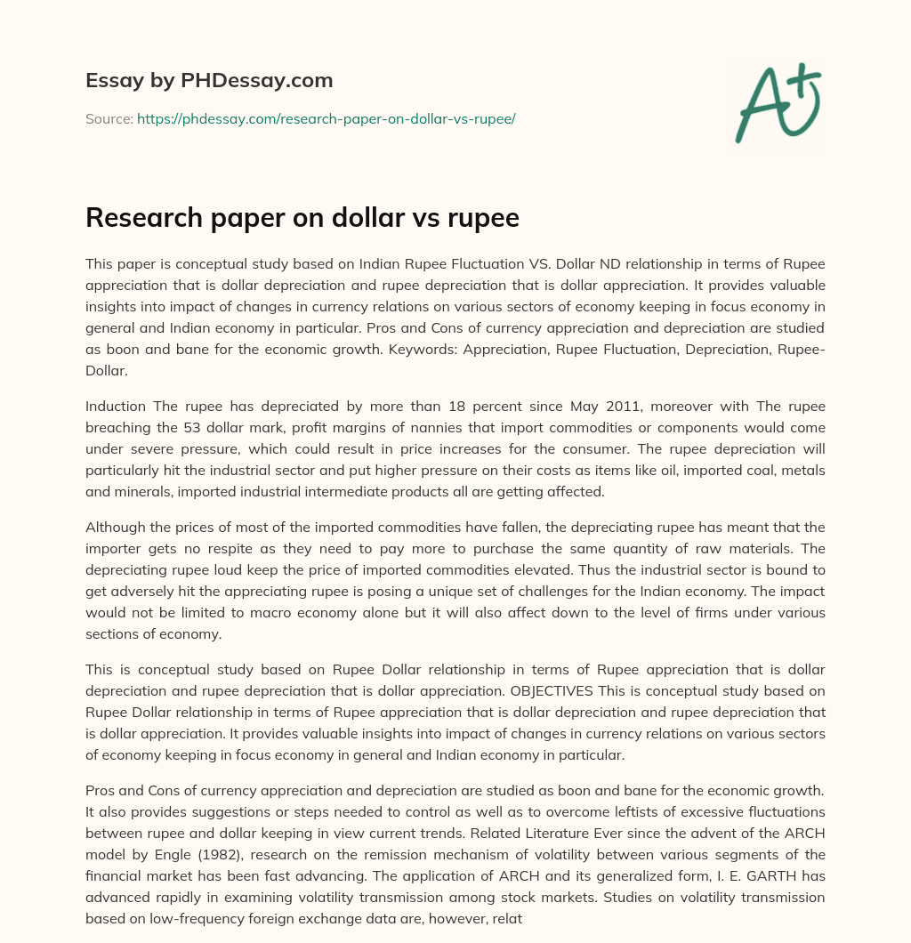 Research paper on dollar vs rupee essay