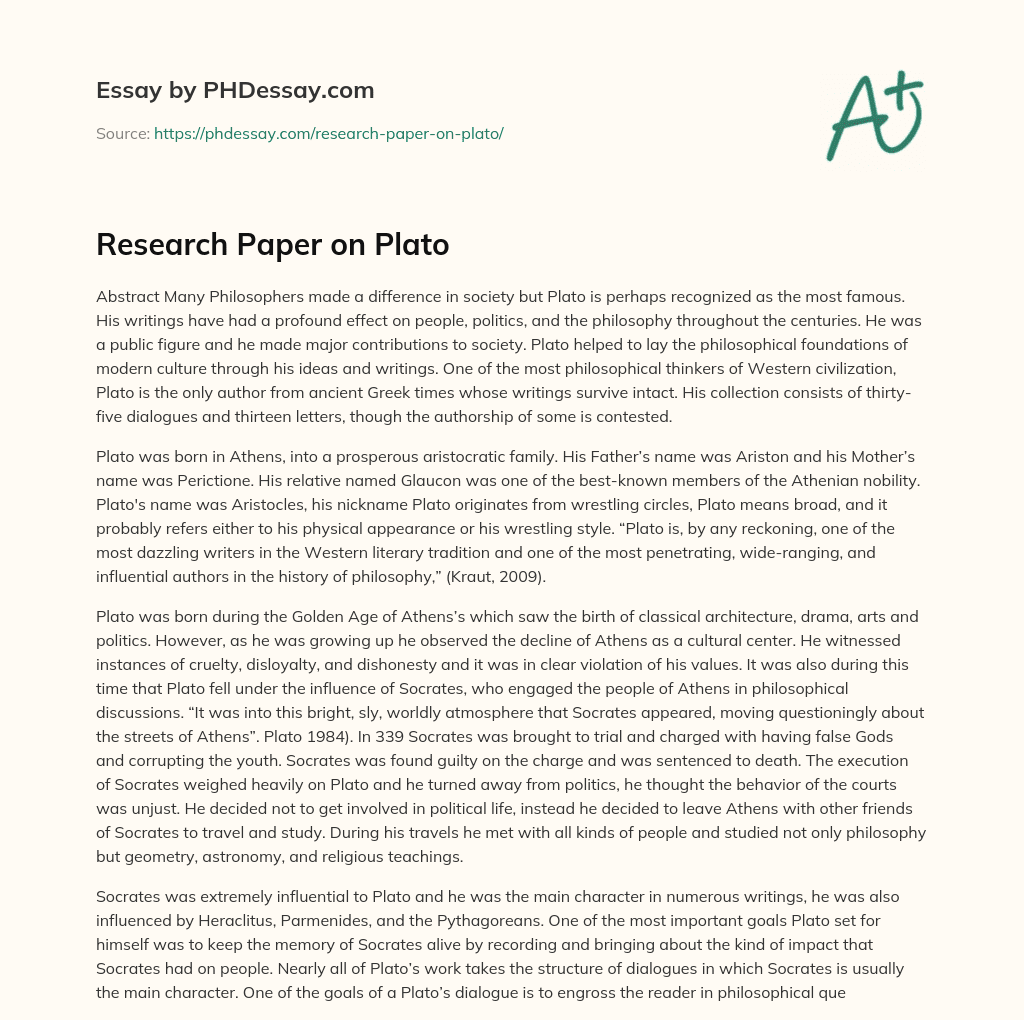 Research Paper on Plato essay
