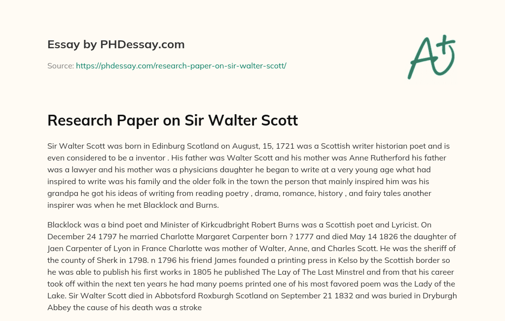 Research Paper on Sir Walter Scott essay