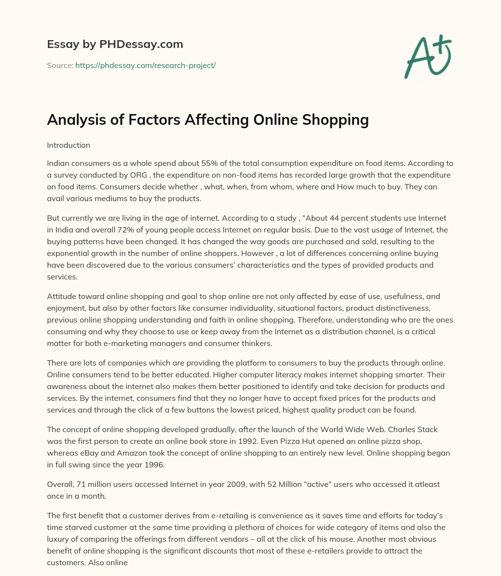 Analysis of Factors Affecting Online Shopping essay