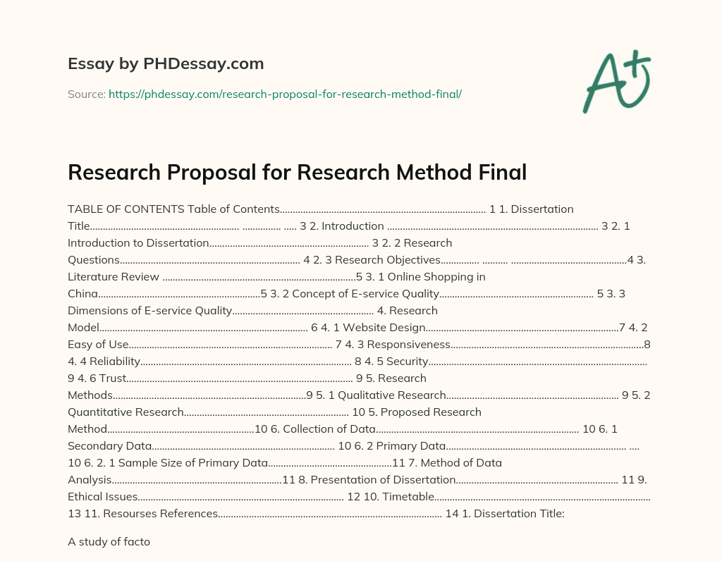 Research Proposal for Research Method Final essay