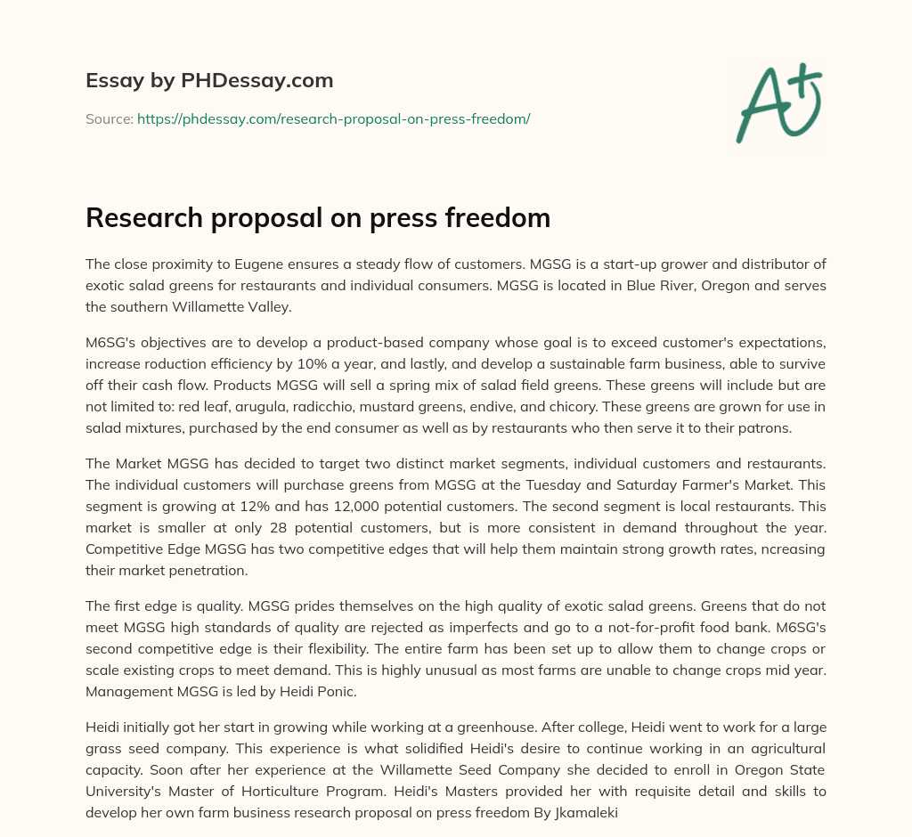 Research proposal on press freedom essay