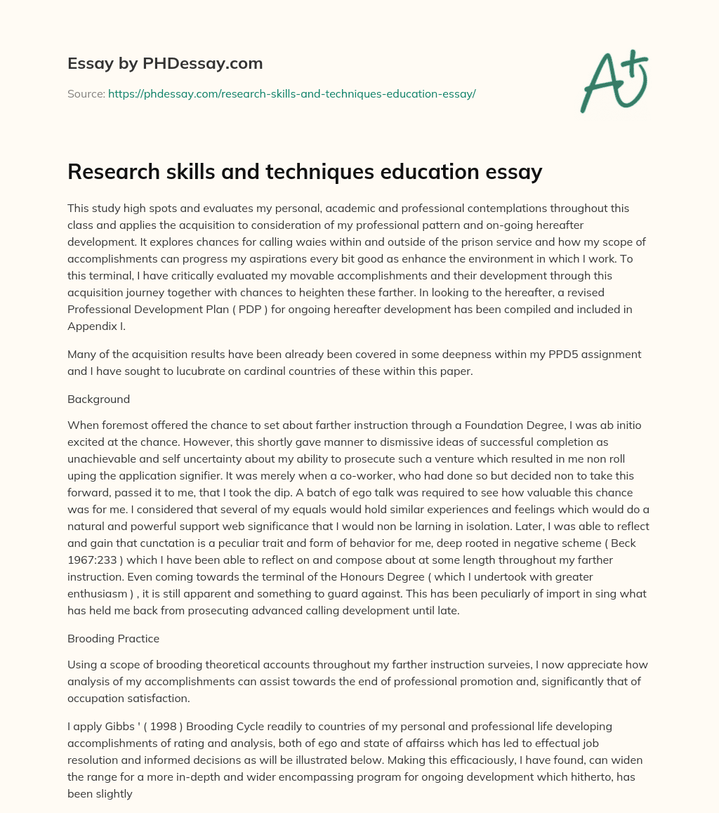 Research skills and techniques education essay essay