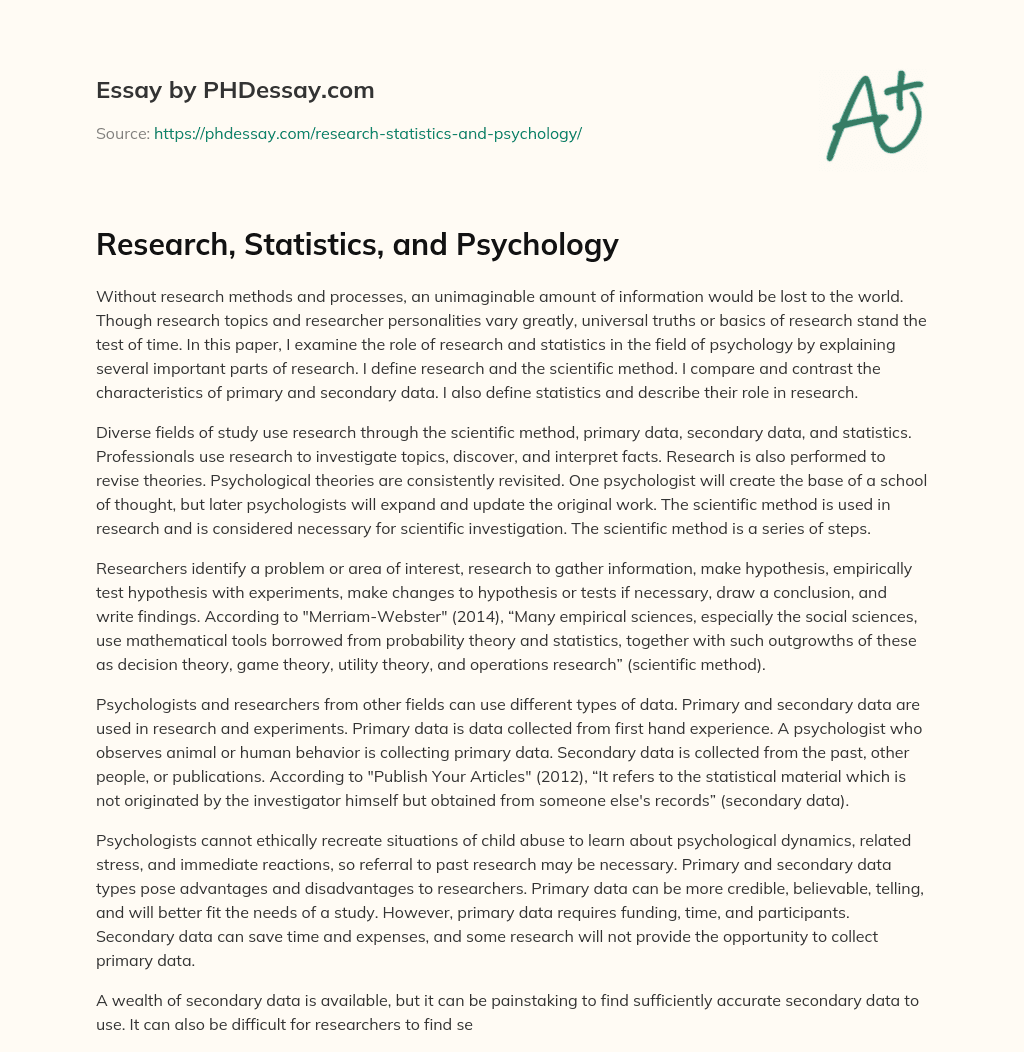 Research, Statistics, and Psychology essay