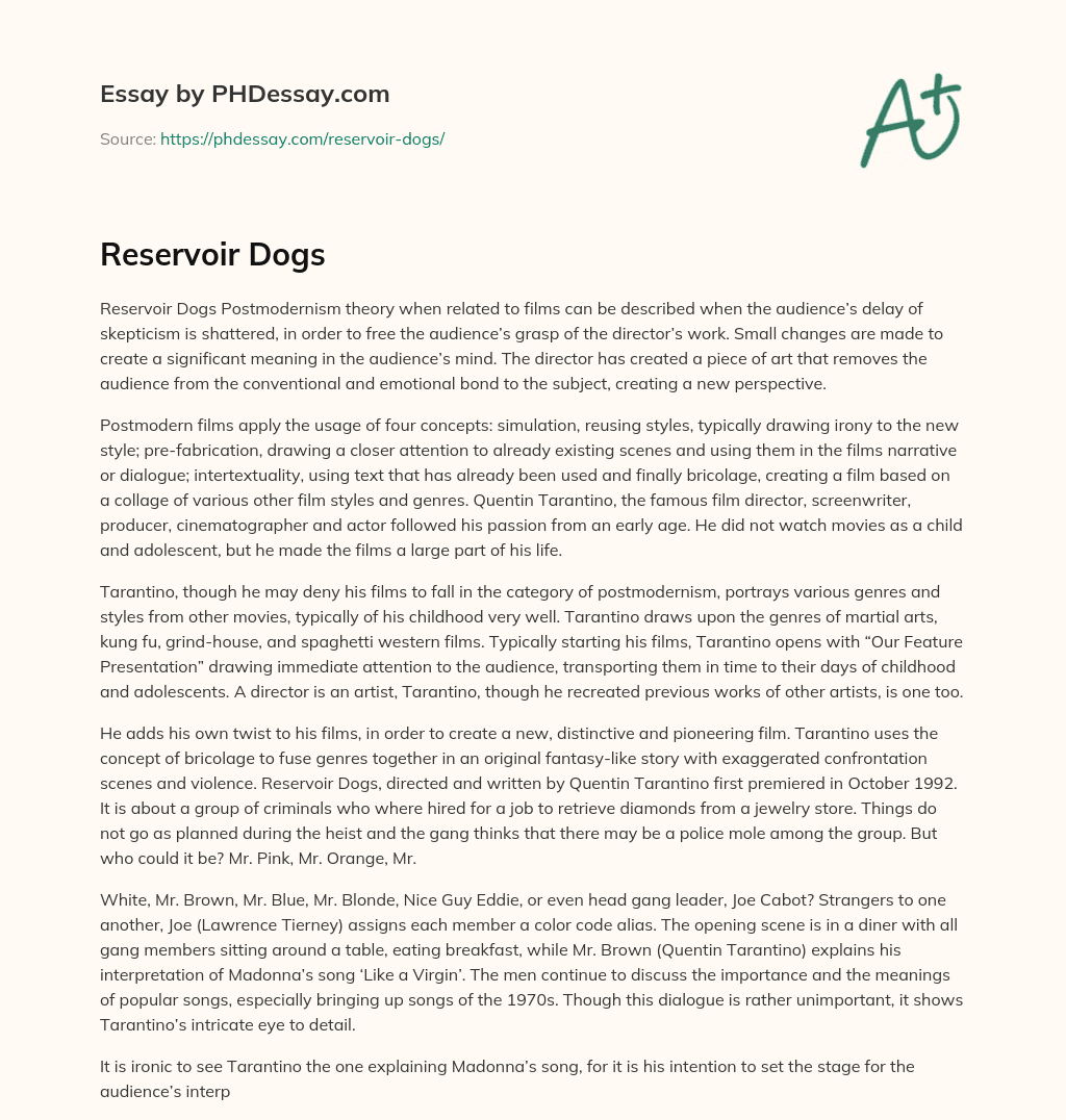 Reservoir Dogs essay