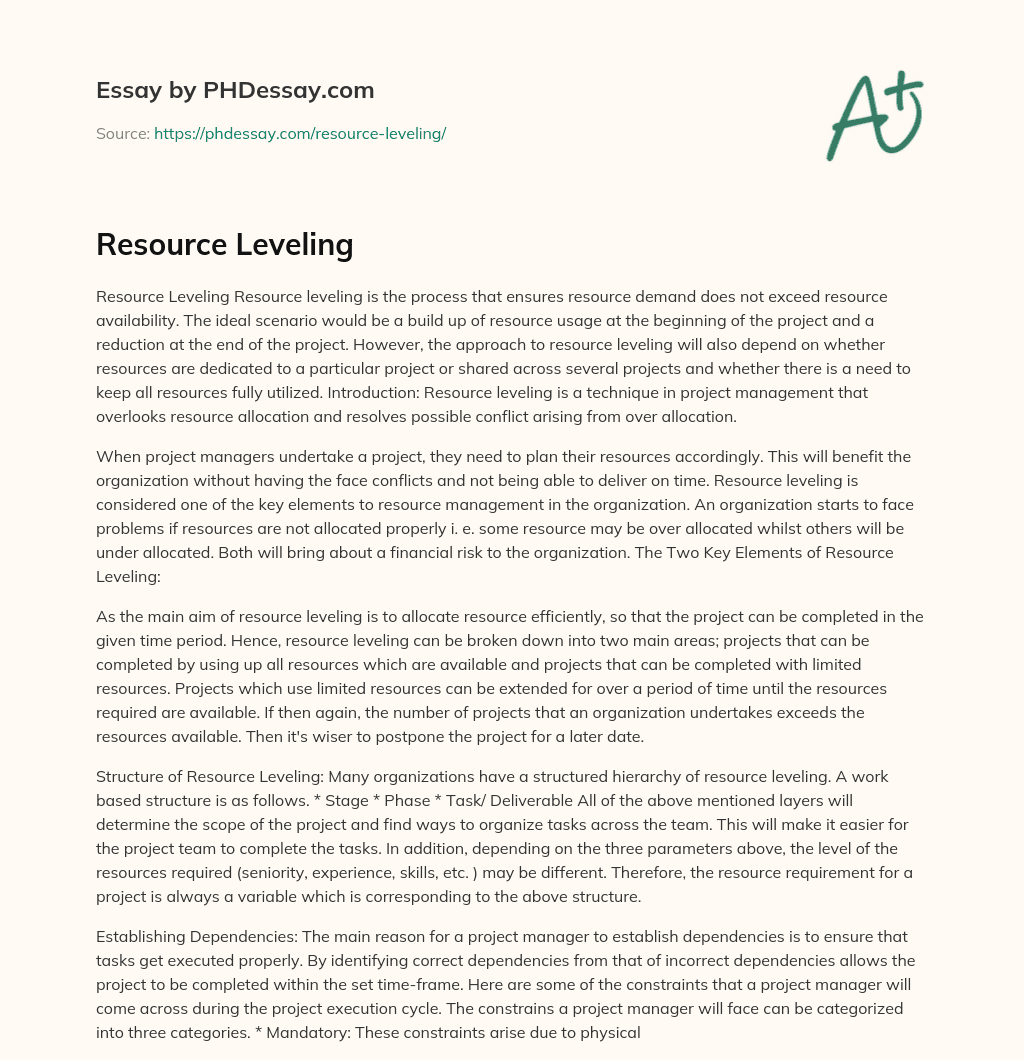 Resource Leveling essay