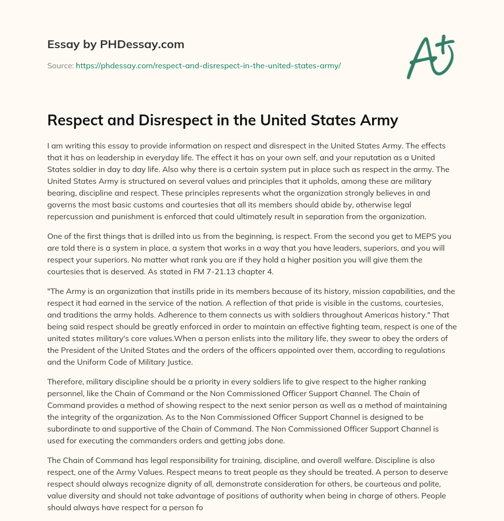 1000 word essay on respect in the military